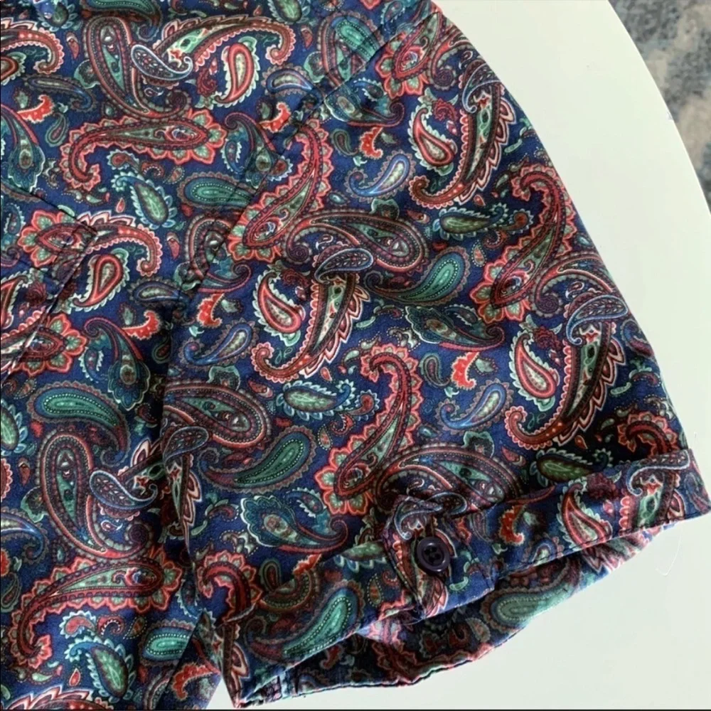 Profound Aesthetic Men’s Slim Cotton Paisley Button Down Shirt Size Small